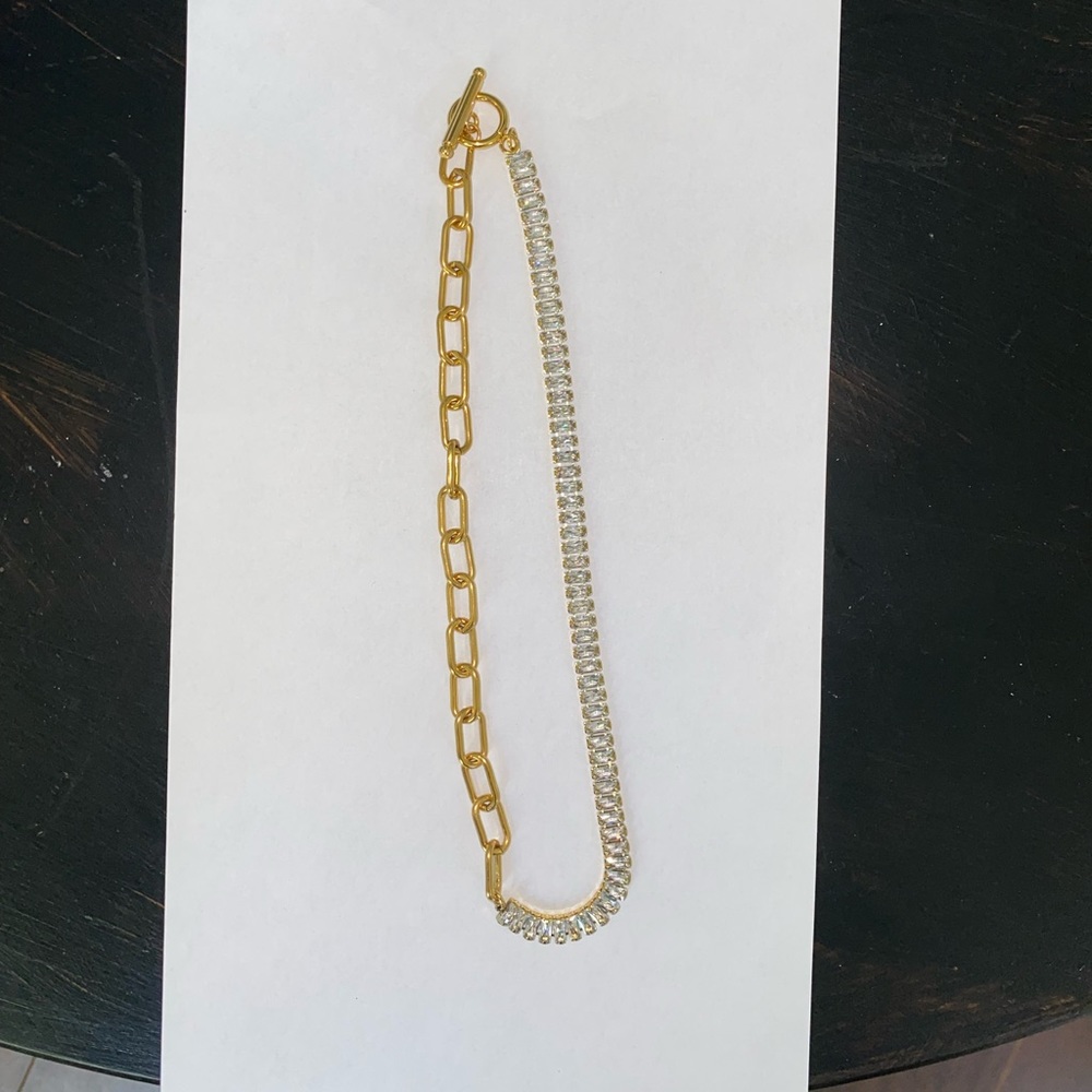 Asymmetrical Crystal Gold Plated Necklace